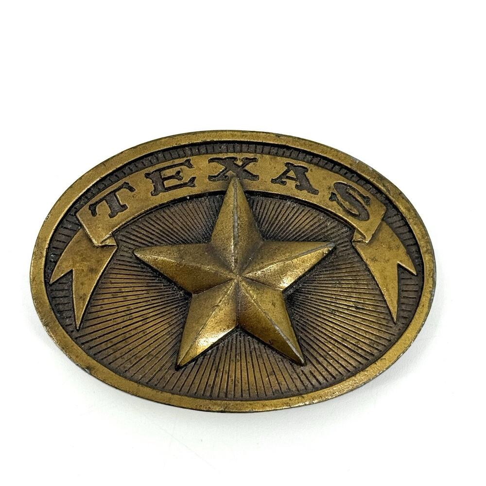 Texas Star Belt Buckle 1979 Bergamot Brass Works C-26 Made in USA Vintage